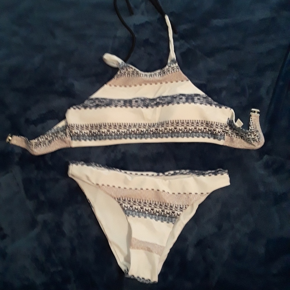 Tribal print stripe bathing suit